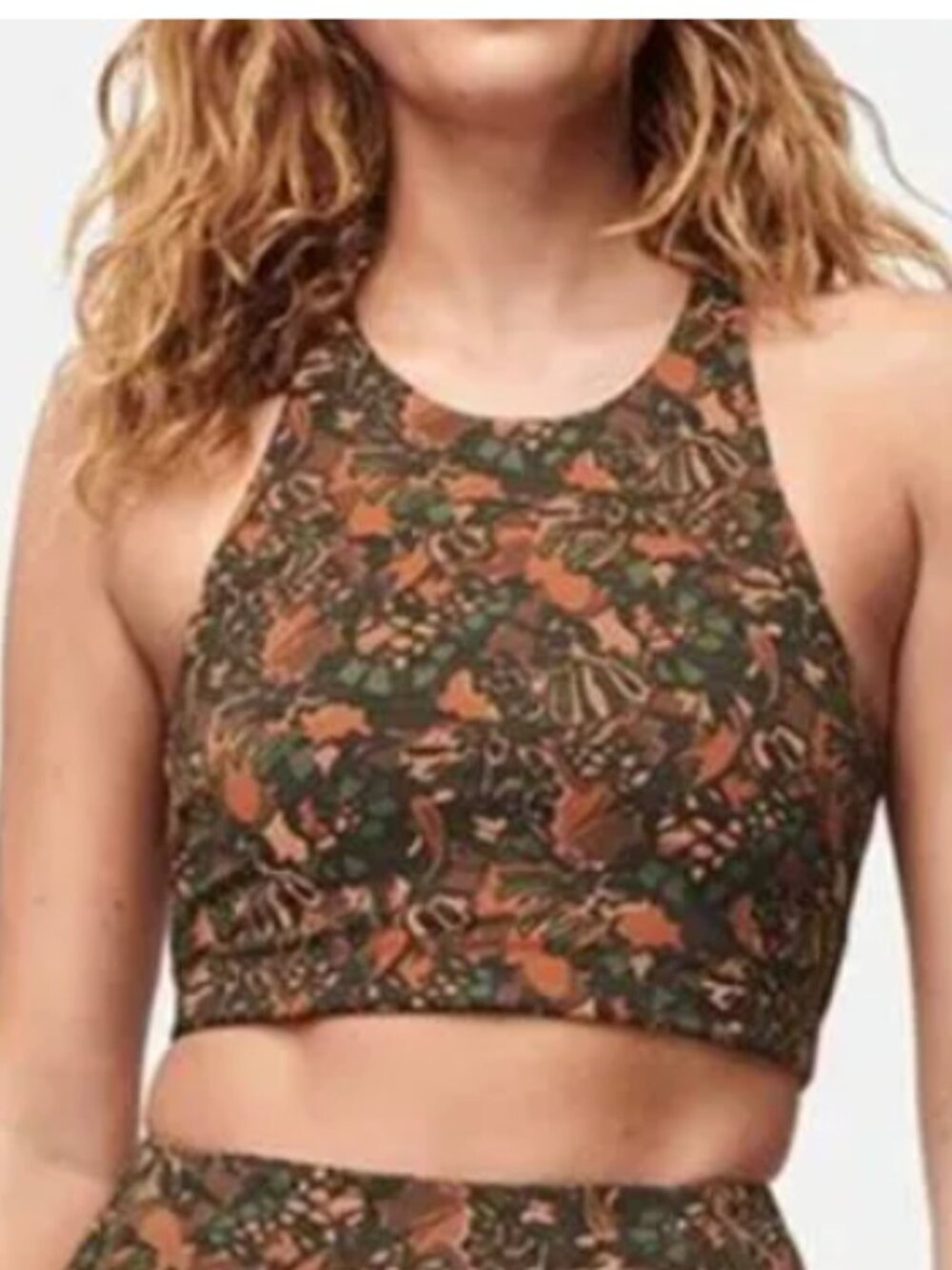 Outdoor Voices Techsweat Sierra Abstract Foliage Sports Bra Crop Top S